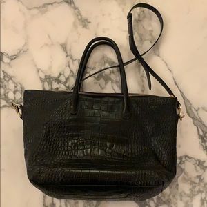 Cuyana top zip satchel. Croc embossed leather.